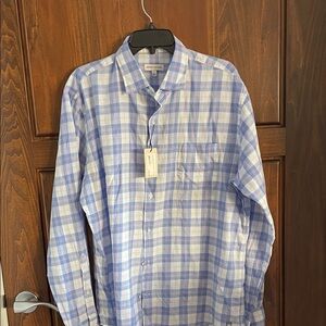 Peter Millar Light Blue and Pink Plaid Shirt